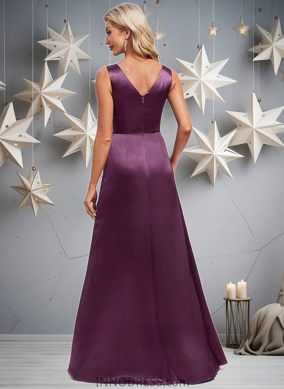 Maisie A-line Scoop Floor-Length Stretch Satin Bridesmaid Dress DPP0025829