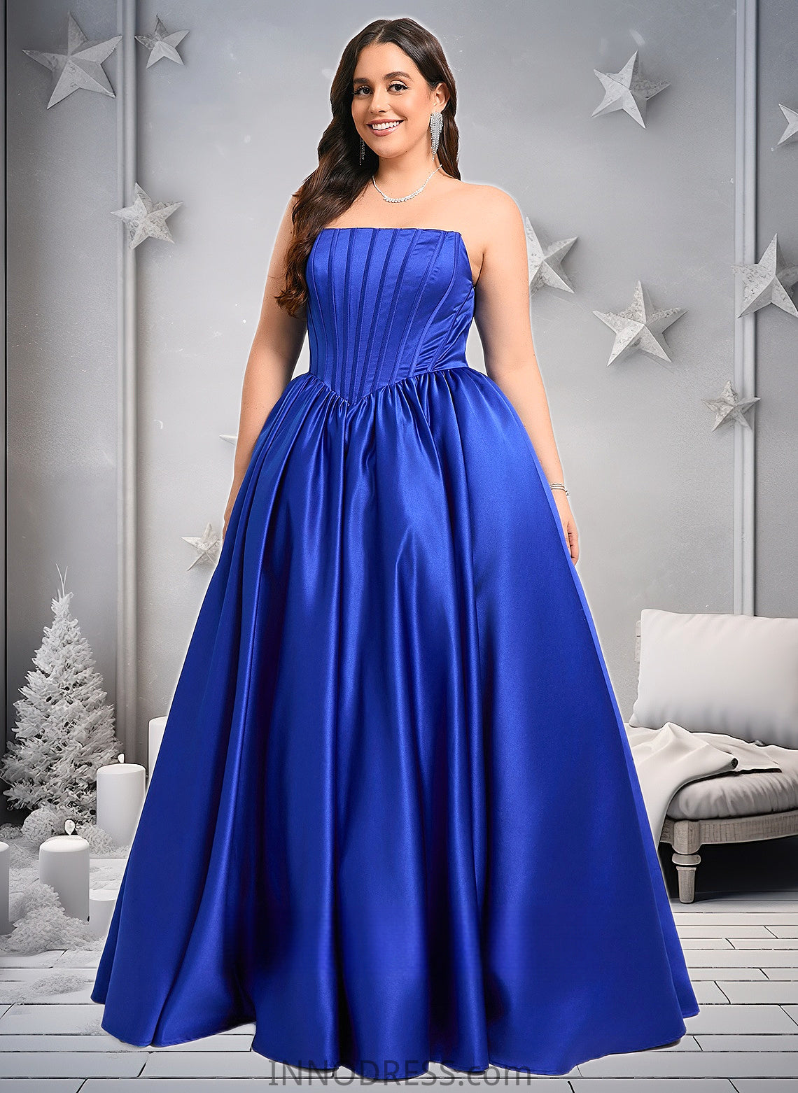 Maritza Ball-Gown/Princess Straight Floor-Length Satin Prom Dresses DPP0025831