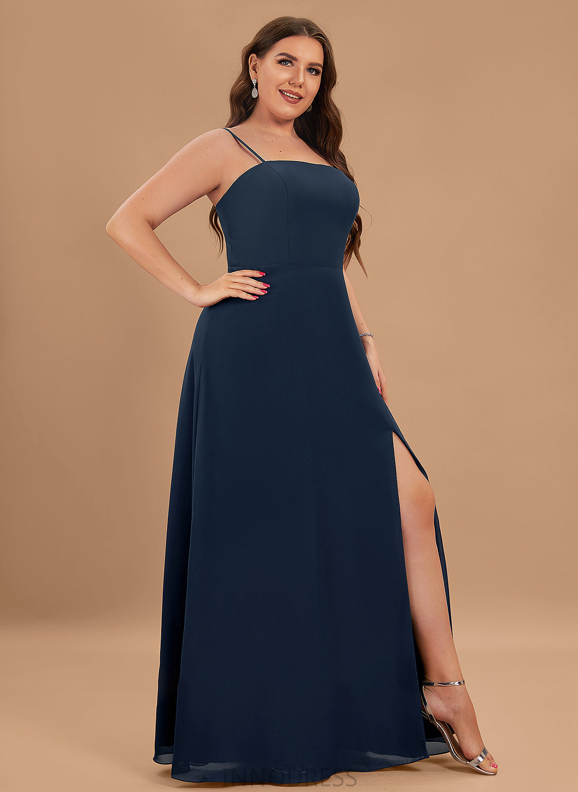 With Floor-Length Front Split Chiffon Alexa Square Neckline A-Line Prom Dresses