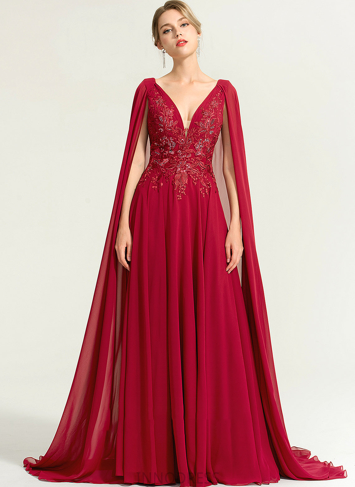 With Chiffon Floor-Length Wedding Dresses Bria Sequins Wedding V-neck A-Line Dress