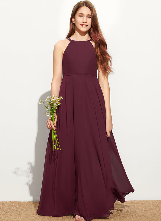 Junior Bridesmaid Dresses Danica Scoop Neck A-Line Floor-Length Chiffon