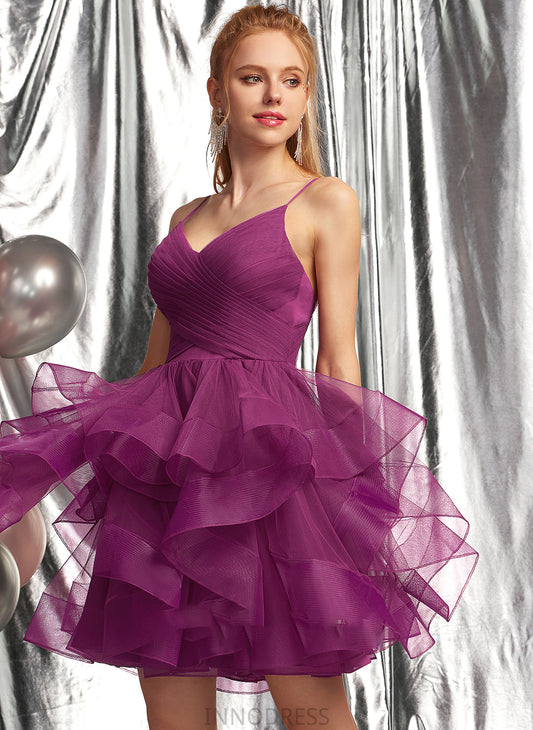 Chelsea Tulle Short/Mini Prom Dresses V-neck Ball-Gown/Princess