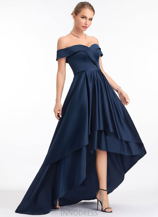 Asymmetrical Off-the-Shoulder Prom Dresses Satin Ball-Gown/Princess Lindsay