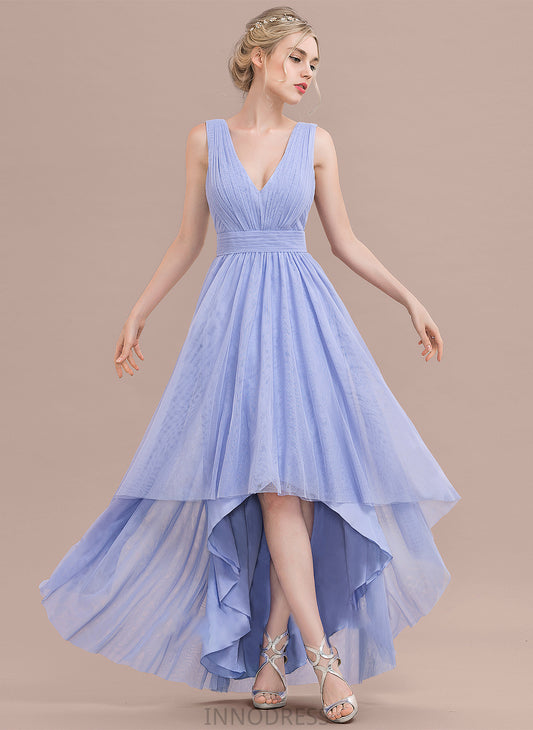 V-neck Jessie Tulle Ball-Gown/Princess With Prom Dresses Ruffle Asymmetrical