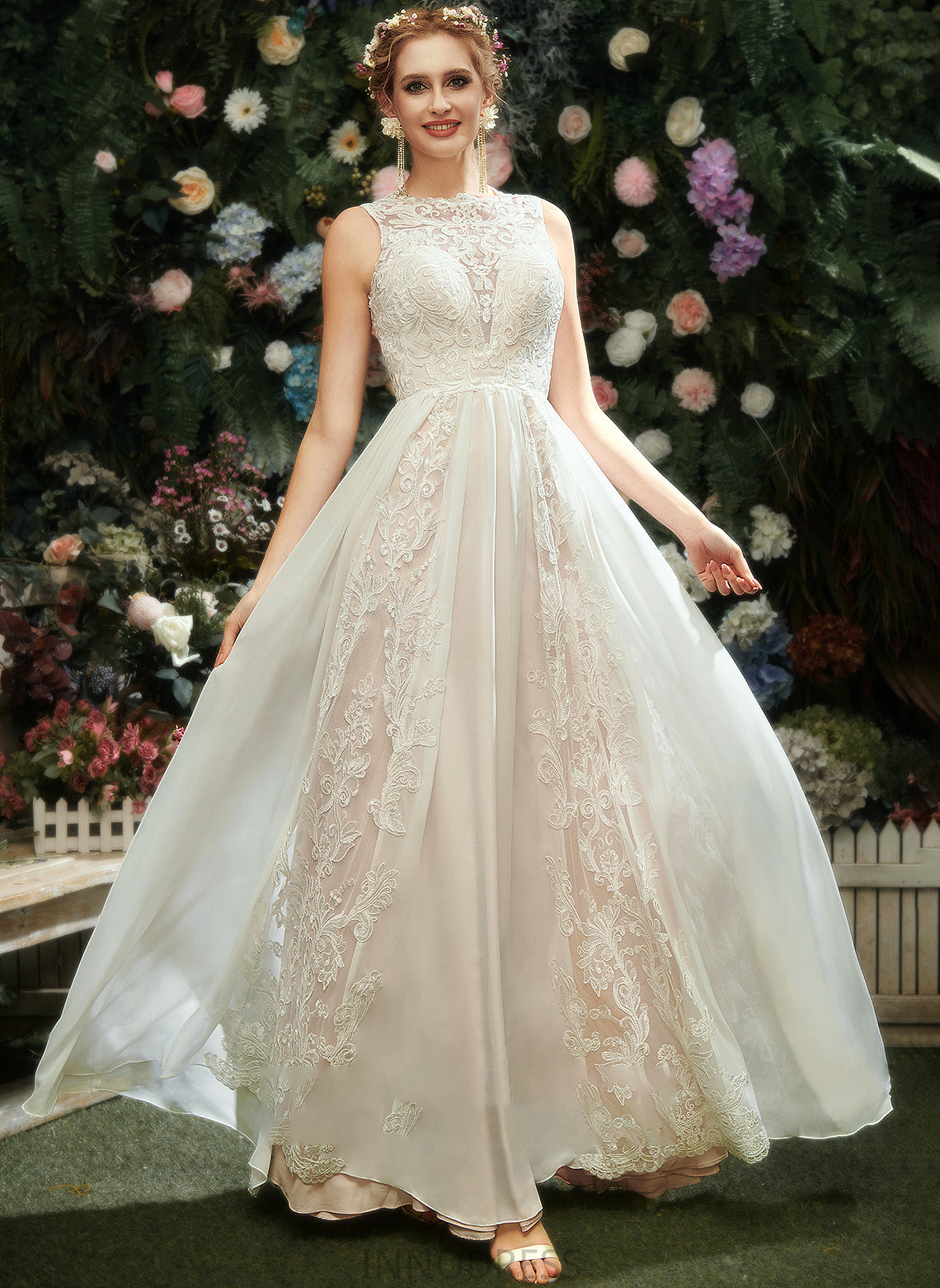 With Scoop Wedding Dress Wedding Dresses Neck Lace Miracle Floor-Length A-Line