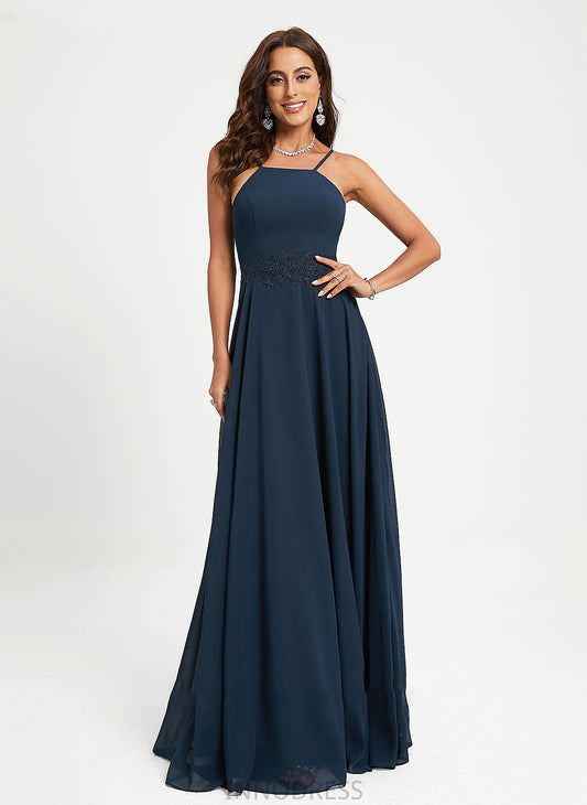 Prom Dresses With Lace A-Line Regina Floor-Length Chiffon Halter