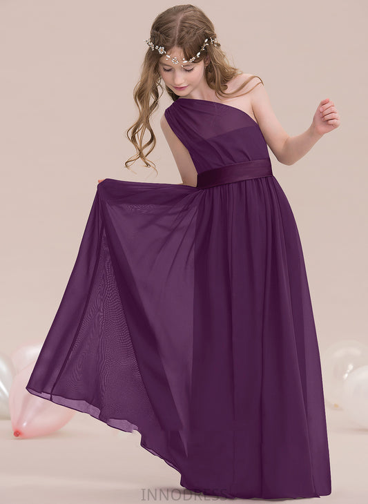 Chiffon Junior Bridesmaid Dresses Dominique Floor-Length A-Line With Ruffle One-Shoulder