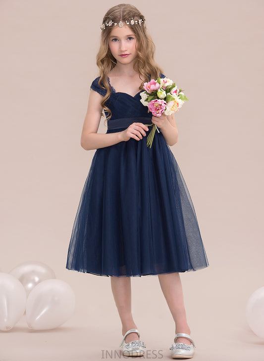 Ruffle Tulle Knee-Length Junior Bridesmaid Dresses Sweetheart Empire Taniyah With