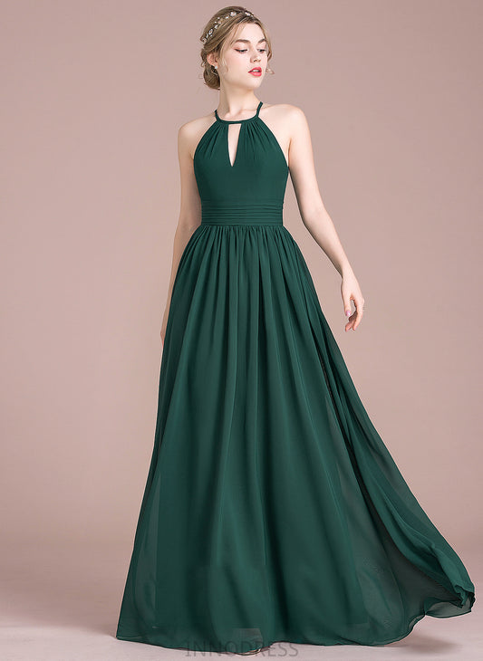 Neck Prom Dresses Chiffon Ruffle With Scoop A-Line Floor-Length Izabella