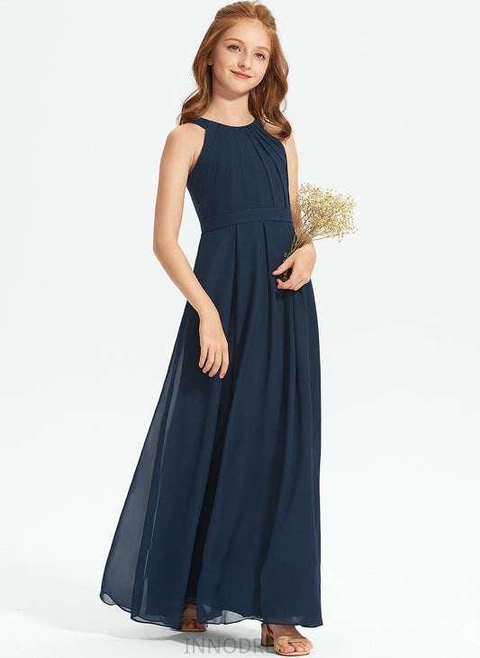 Scoop A-Line Floor-Length Neck Ruffle With Junior Bridesmaid Dresses Helena Chiffon