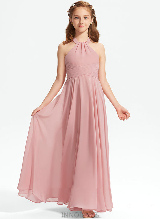 With Square Aaliyah Ruffle Chiffon A-Line Junior Bridesmaid Dresses Neckline Floor-Length