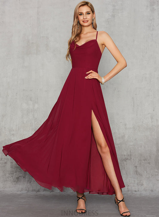 Nina Split A-Line Ankle-Length Prom Dresses V-neck Front With Chiffon