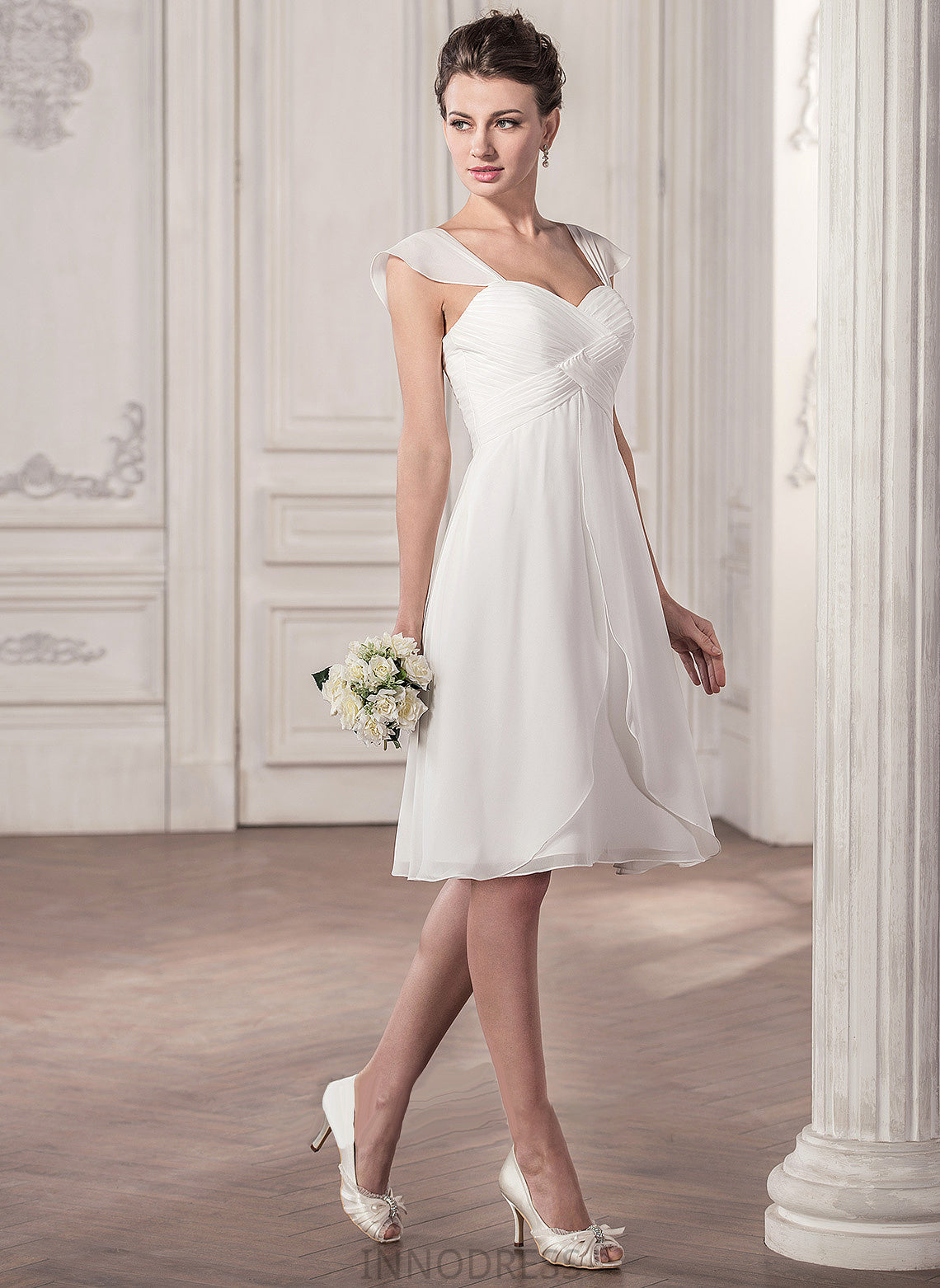 Ruffle Dress Sweetheart Marisa Chiffon Knee-Length Wedding A-Line Wedding Dresses With