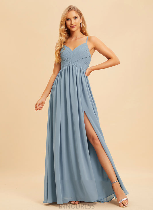 A-Line Length Fabric V-neck SplitFront Embellishment Neckline Floor-Length Silhouette Pamela A-Line/Princess Natural Waist Bridesmaid Dresses