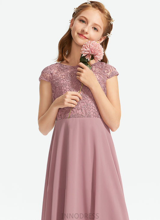 Jayda Floor-Length A-Line Junior Bridesmaid Dresses Chiffon Scoop Neck Lace