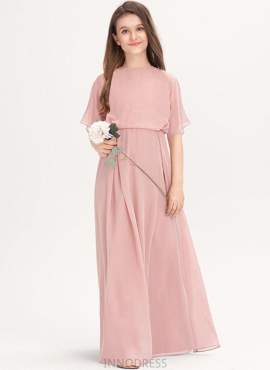 Chiffon Faith Junior Bridesmaid Dresses Neck A-Line Scoop Floor-Length