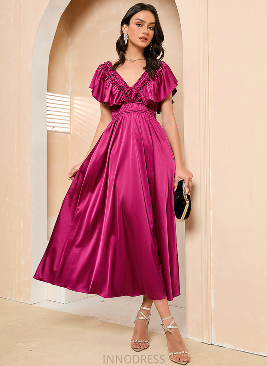 Tea-Length V-neck Prom Dresses A-Line Fernanda