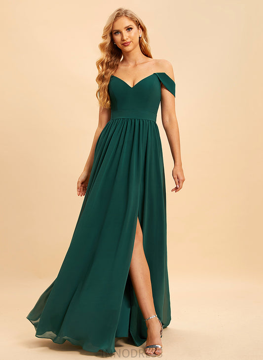 SplitFront Silhouette Floor-Length Embellishment Length Fabric Off-the-Shoulder Neckline A-Line Jenny Spaghetti Staps Floor Length Bridesmaid Dresses