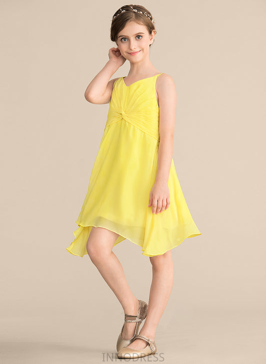 With Junior Bridesmaid Dresses A-Line Knee-Length Presley V-neck Ruffle Chiffon