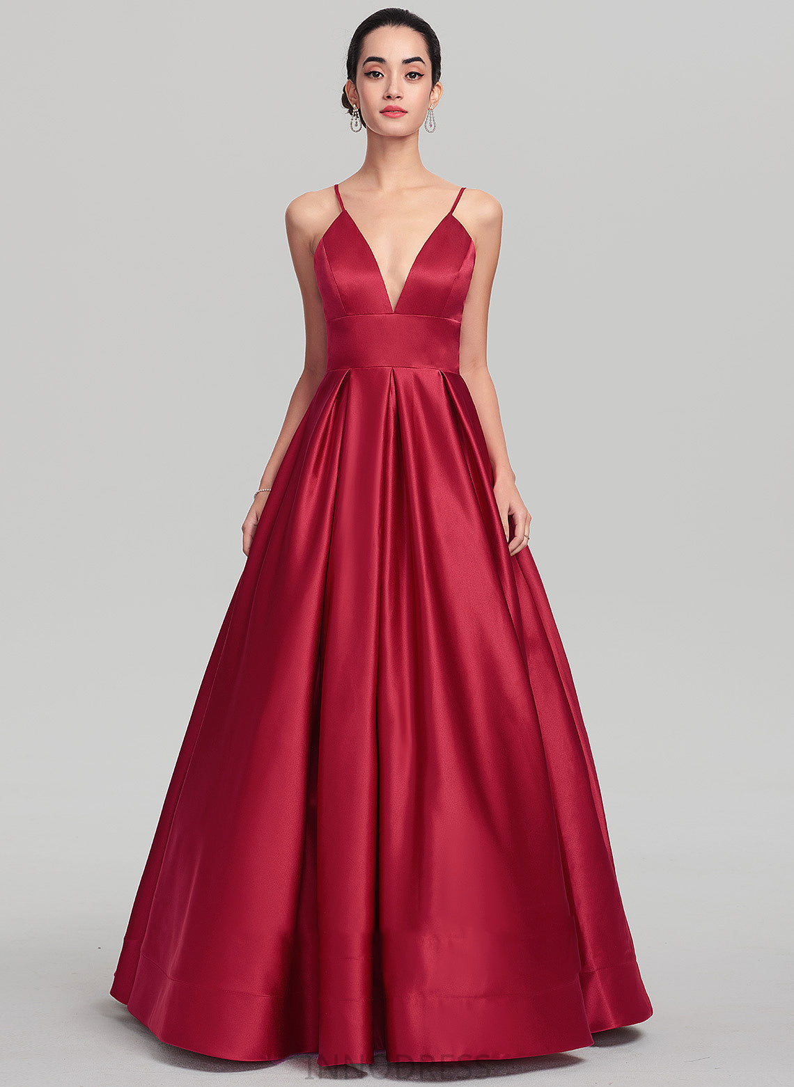 Floor-Length Prom Dresses V-neck Ball-Gown/Princess Satin Helena