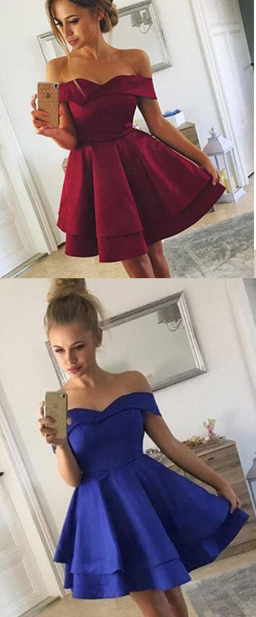 Elegant Off the Shoulder Sleeveless A Line Homecoming Dresses