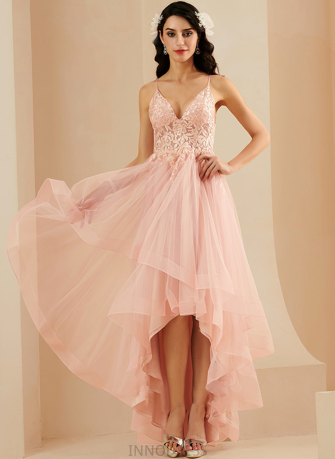 Asymmetrical With Ball-Gown/Princess Prom Dresses Annika V-neck Lace Tulle