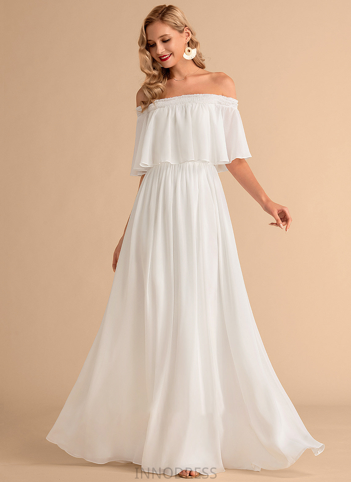 With A-Line Wedding Amanda Wedding Dresses Floor-Length Chiffon Split Front Dress