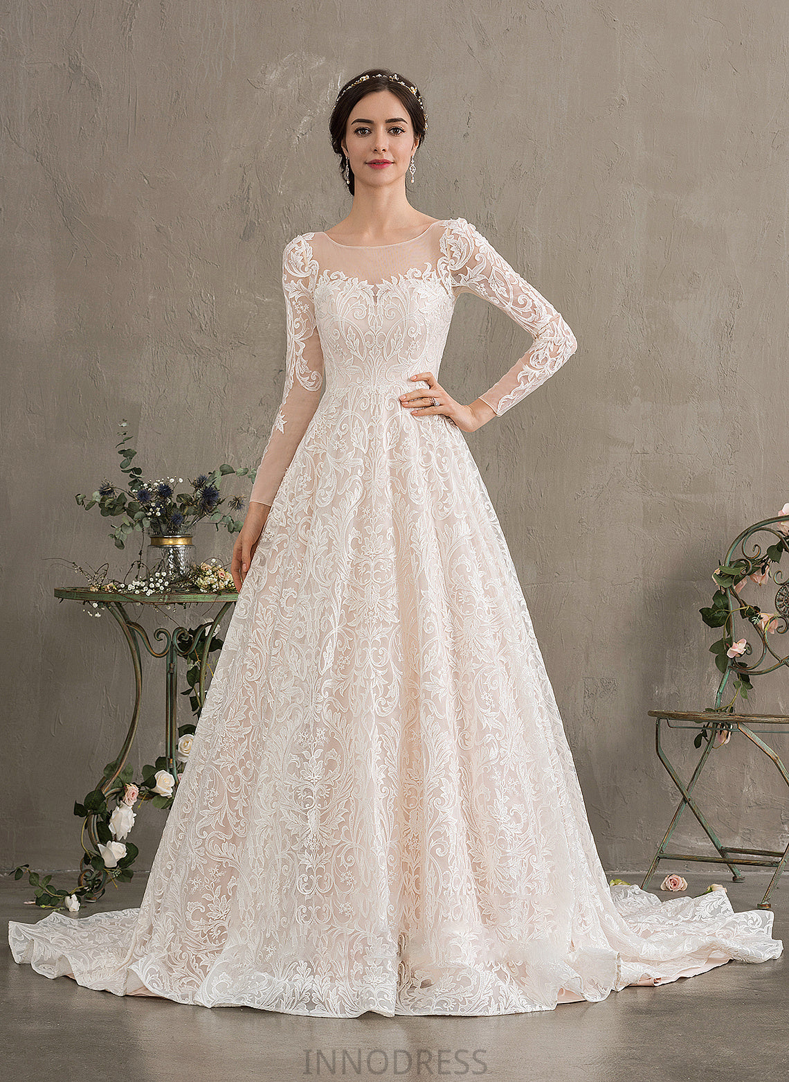 Wedding Train Wedding Dresses Lace Court Dress Ball-Gown/Princess Stacy Illusion