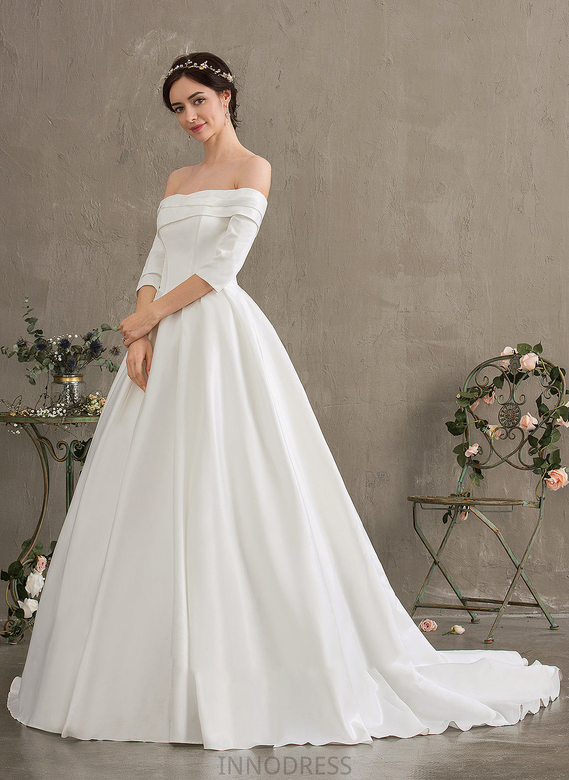 Ball-Gown/Princess Jayden Wedding Dresses Satin Train Court Wedding Dress