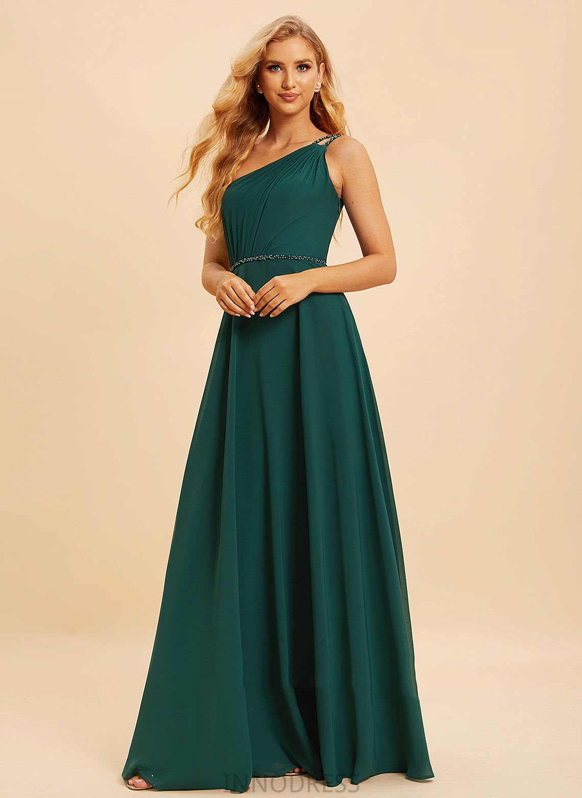 Floor-Length Sequins Neckline Embellishment A-Line Fabric One-Shoulder Beading Length Silhouette Muriel Floor Length Bridesmaid Dresses