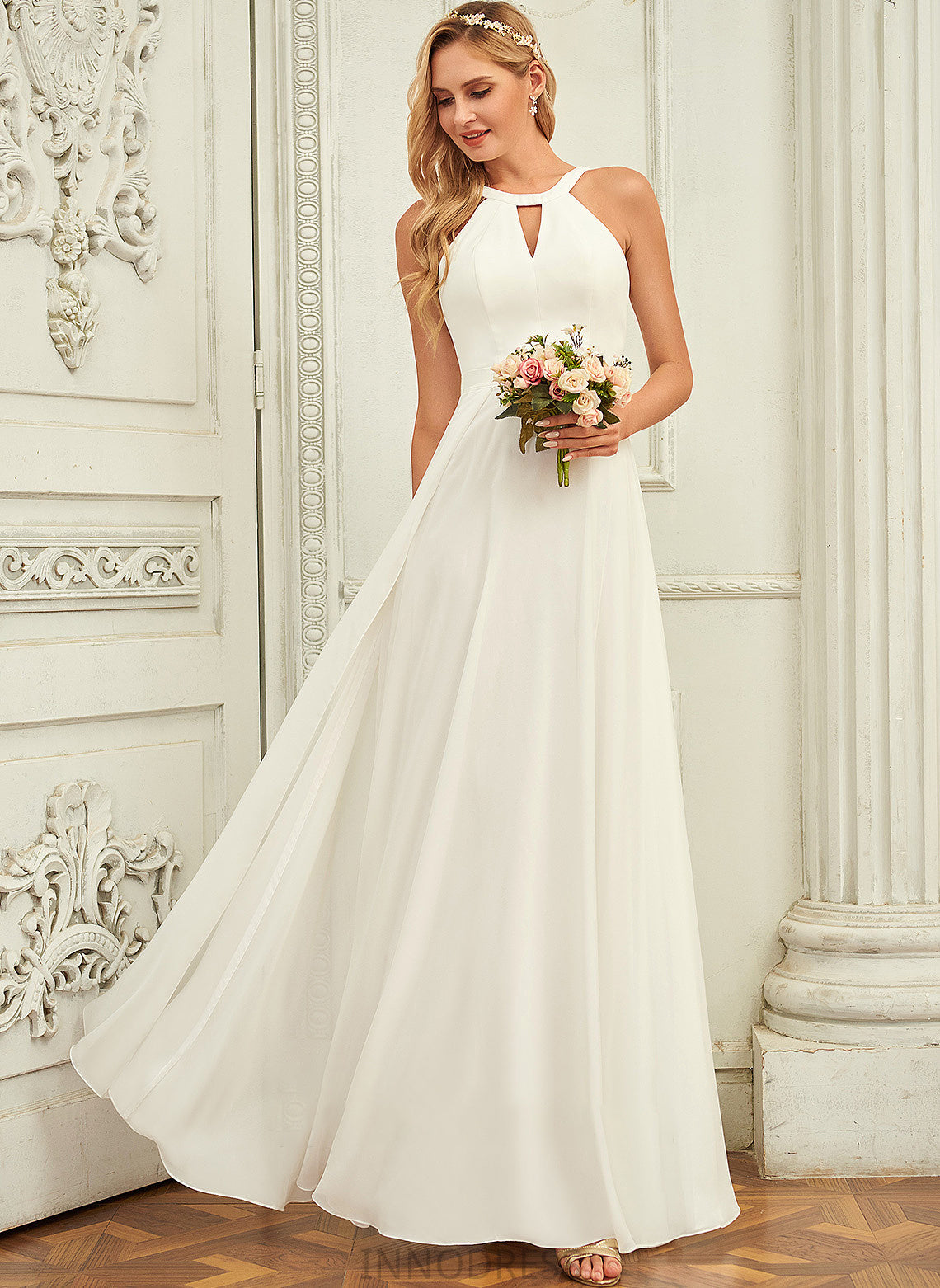 Dress Chiffon Aurora Scoop Wedding Neck Wedding Dresses Floor-Length A-Line