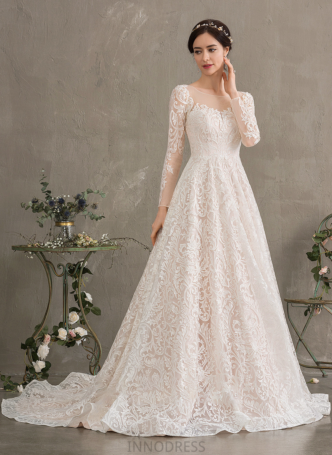 Wedding Train Wedding Dresses Lace Court Dress Ball-Gown/Princess Stacy Illusion