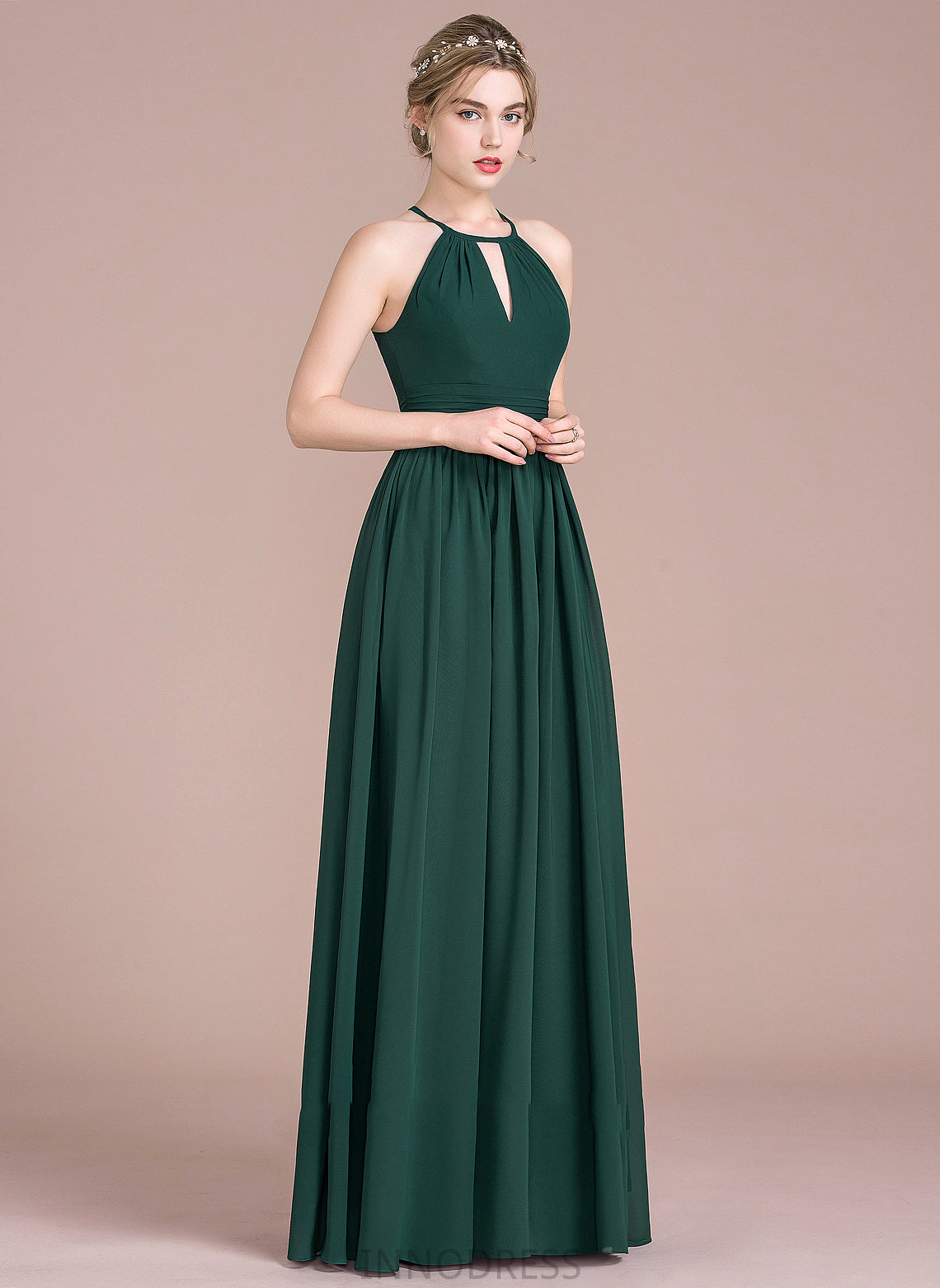 Neck Prom Dresses Chiffon Ruffle With Scoop A-Line Floor-Length Izabella