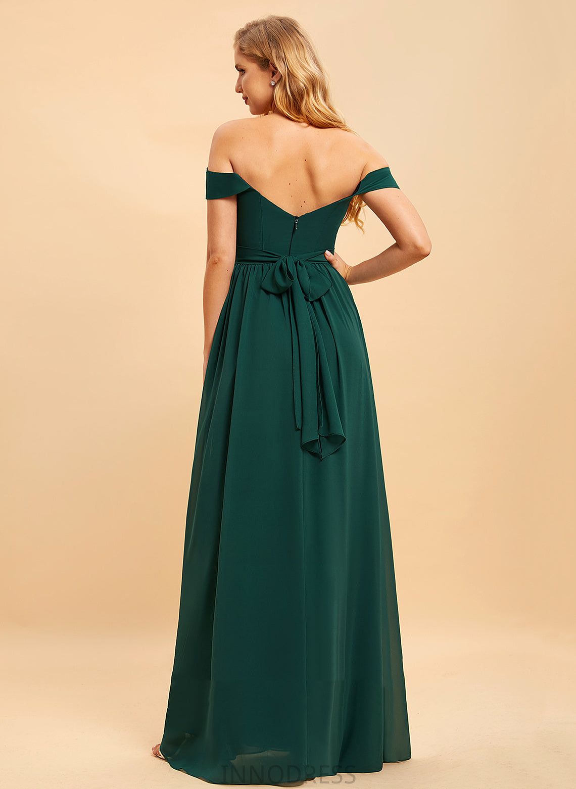 Off-the-Shoulder Neckline A-Line Floor-Length Embellishment Length Silhouette Fabric SplitFront Essence A-Line/Princess One Shoulder Bridesmaid Dresses