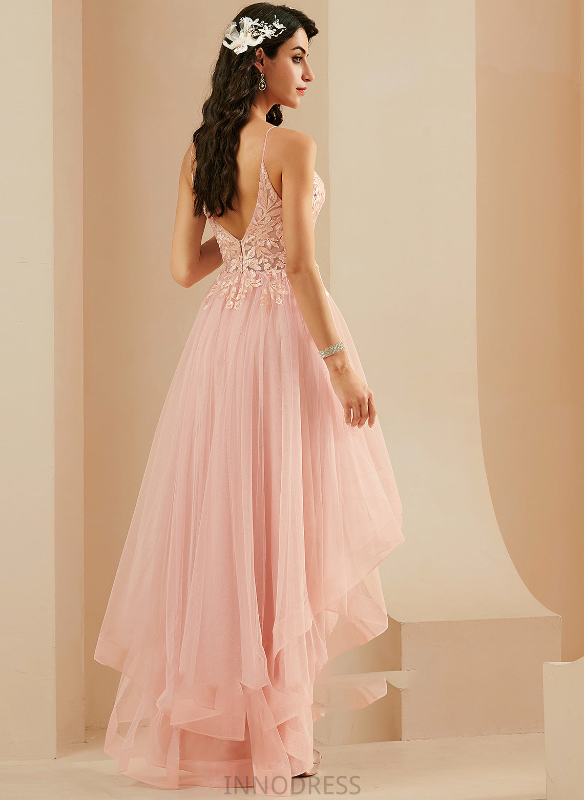 Asymmetrical With Ball-Gown/Princess Prom Dresses Annika V-neck Lace Tulle