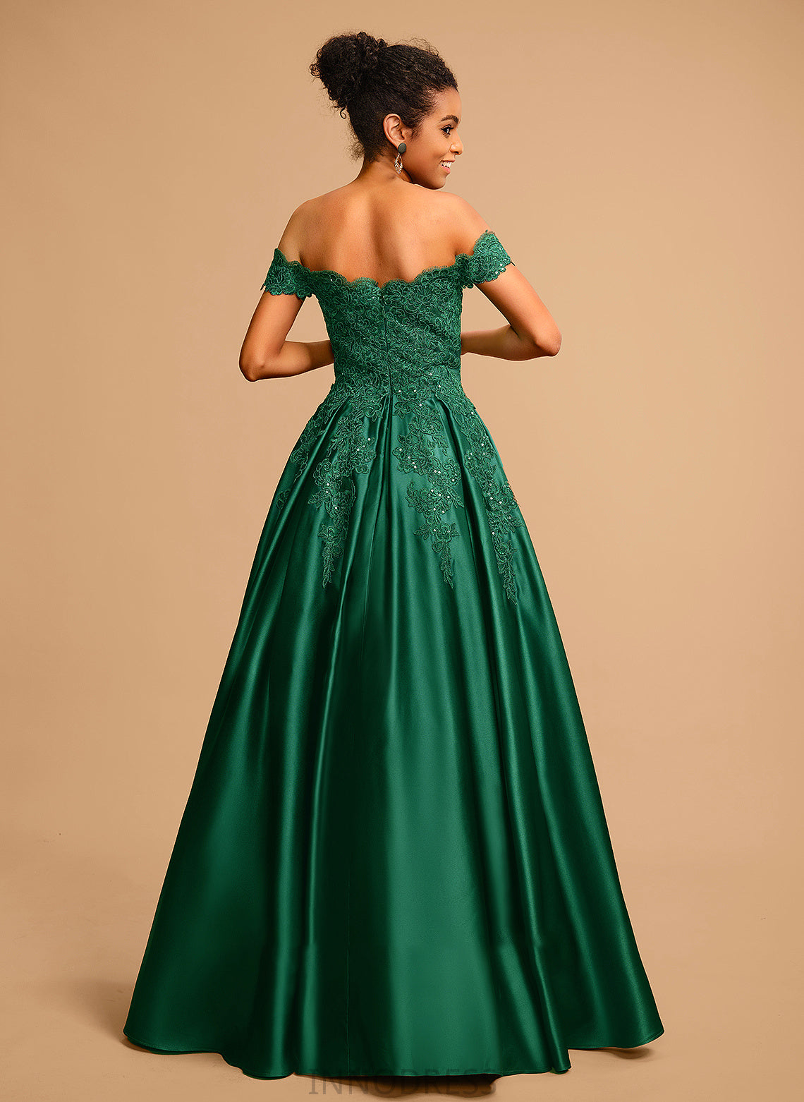 With Ball-Gown/Princess Floor-Length Sequins Satin Off-the-Shoulder Prom Dresses Reyna