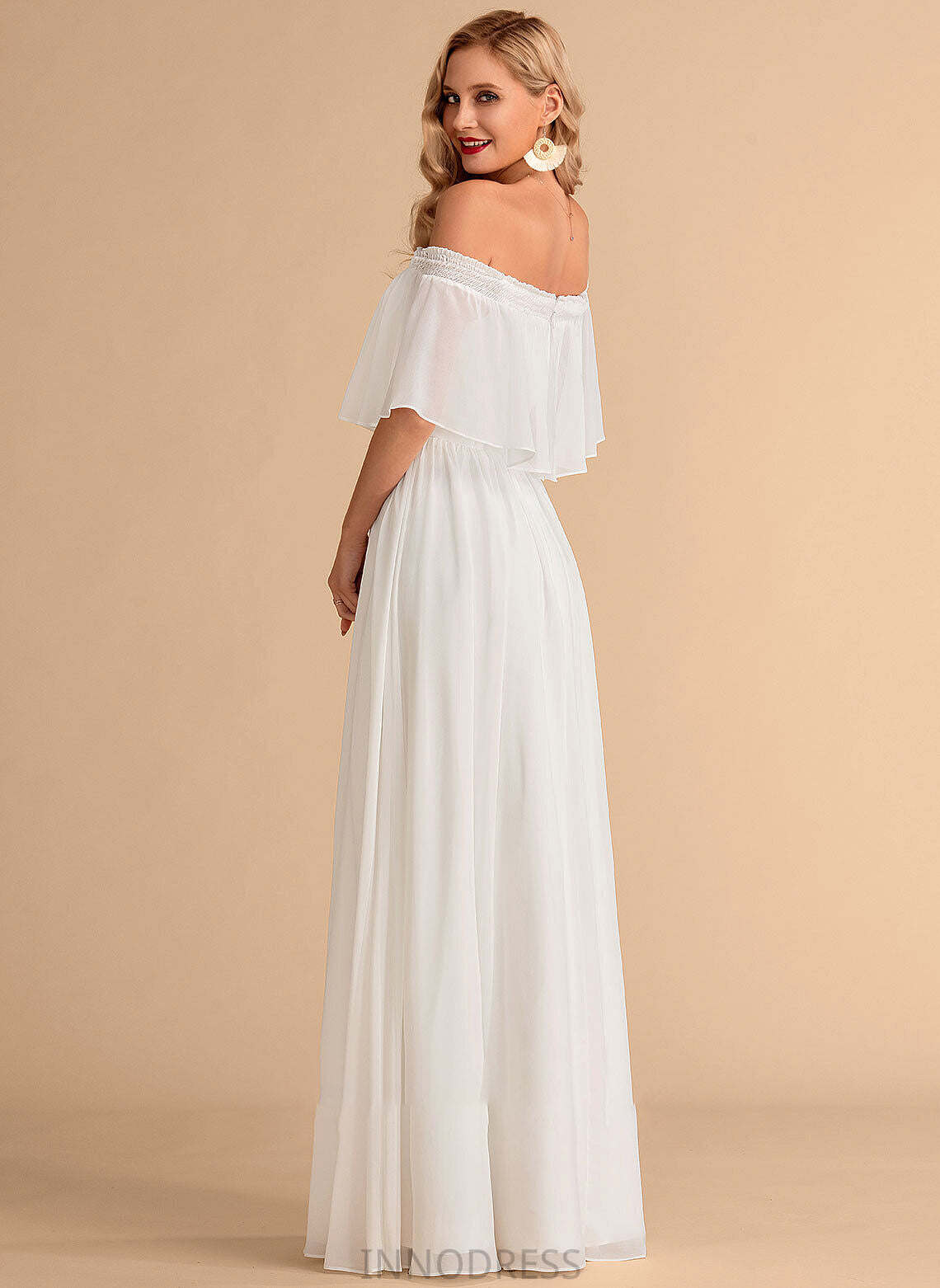 With A-Line Wedding Amanda Wedding Dresses Floor-Length Chiffon Split Front Dress