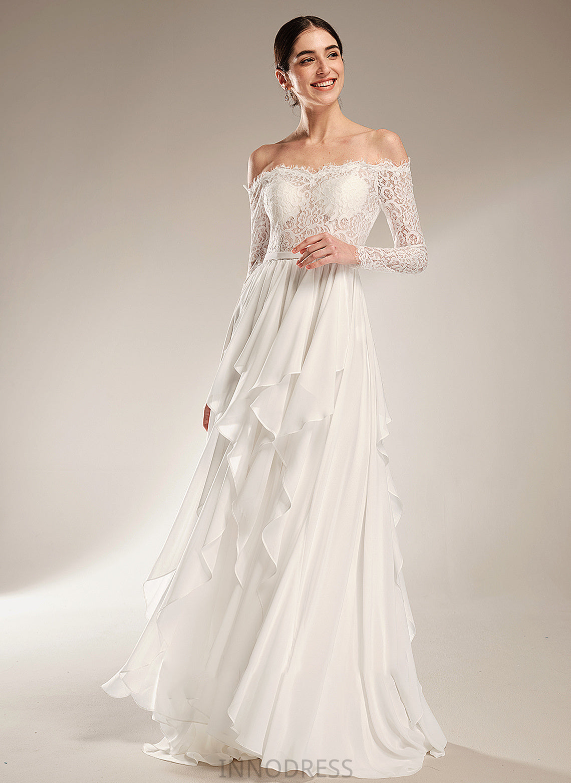 Train Ruffle Off-the-Shoulder With Wedding Dresses Kara Wedding Court Dress A-Line