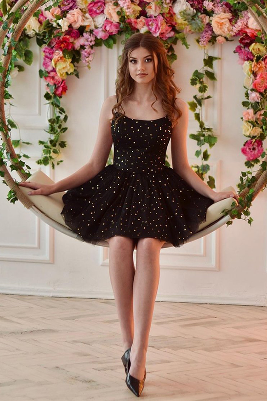 Black Glitter Sparkling Homecoming Dresses Mildred Stars