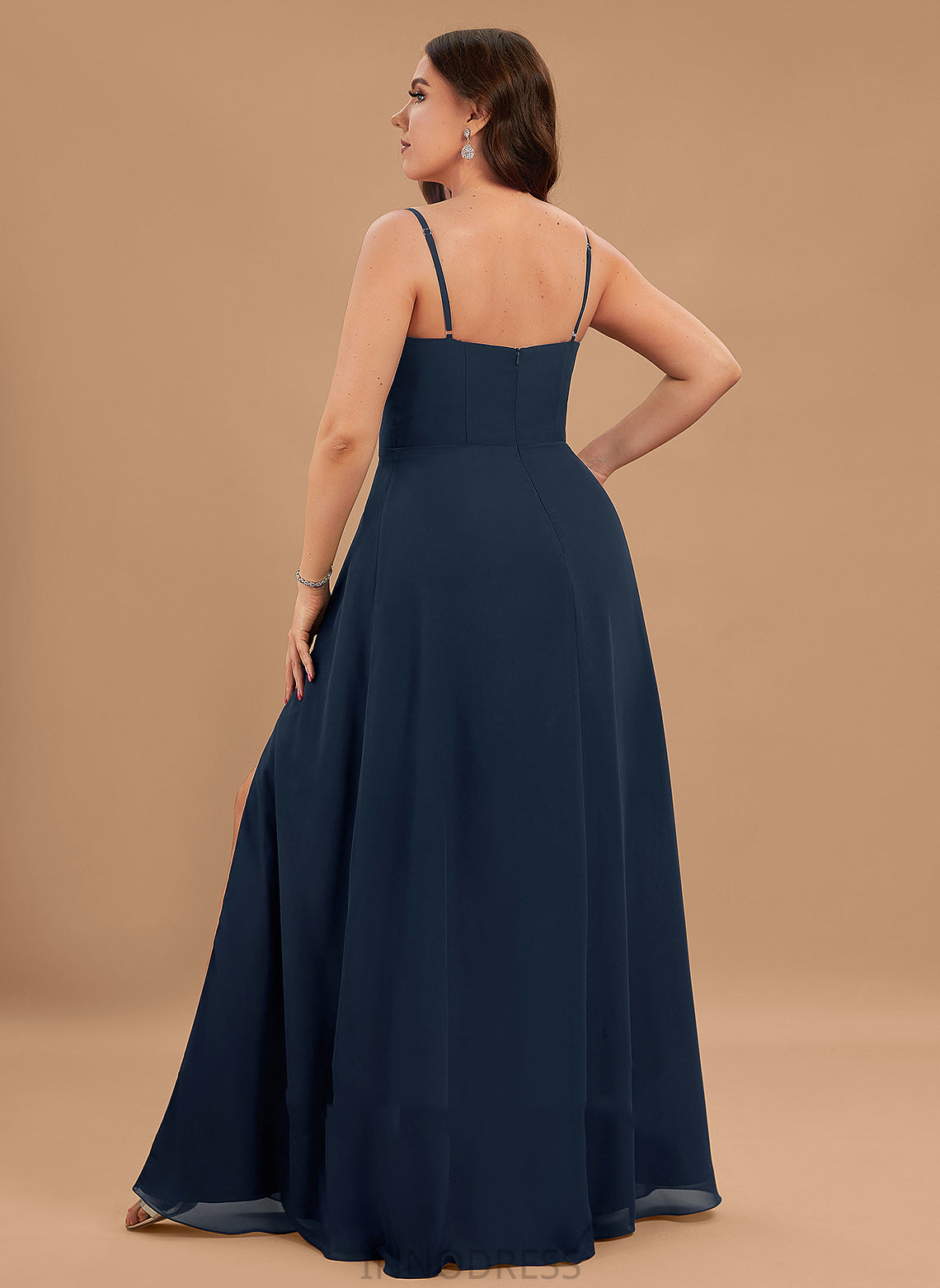 SplitFront Fabric Embellishment A-Line Length Floor-Length SquareNeckline Silhouette Neckline Alisha Scoop Sleeveless Bridesmaid Dresses