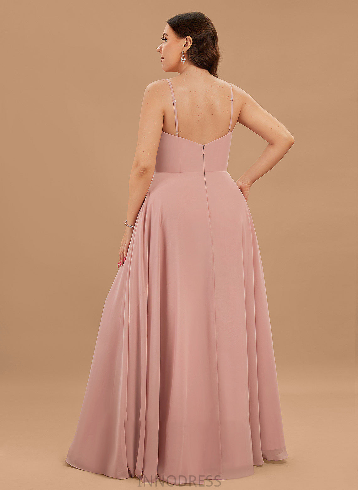 Ruffle Helena V-neck Prom Dresses Pockets Chiffon With A-Line Floor-Length