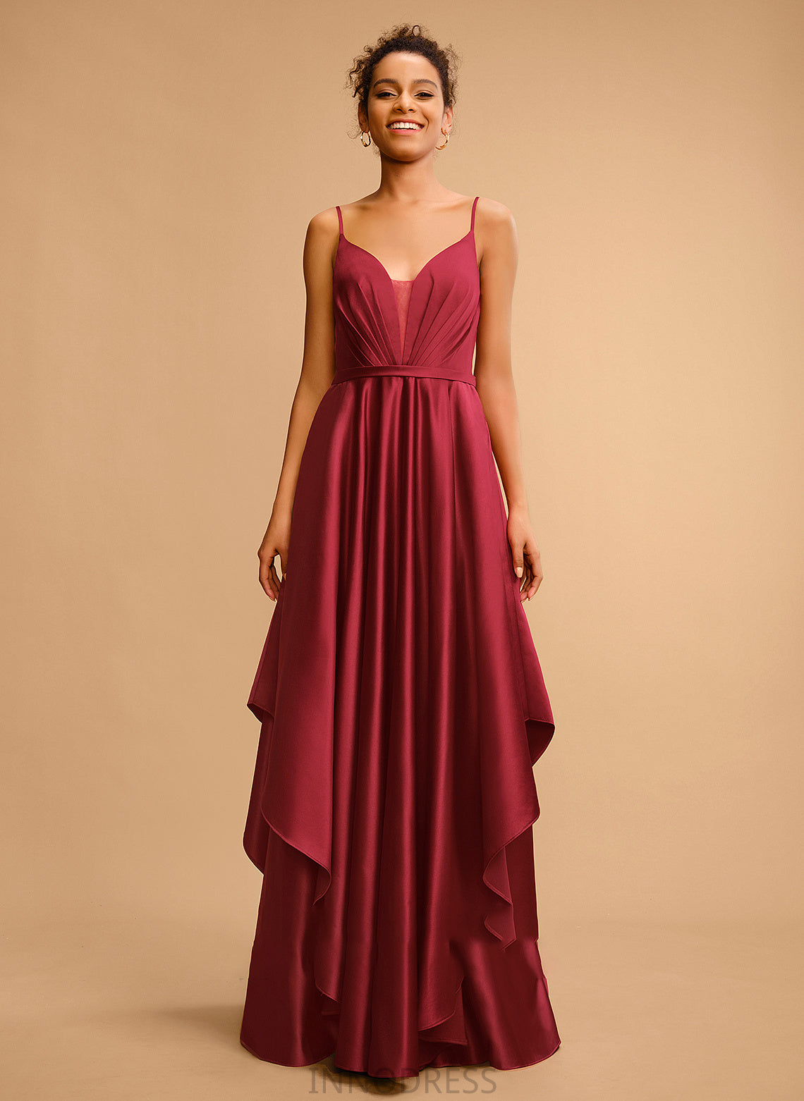 Prom Dresses V-neck Floor-Length Ball-Gown/Princess Emely Satin