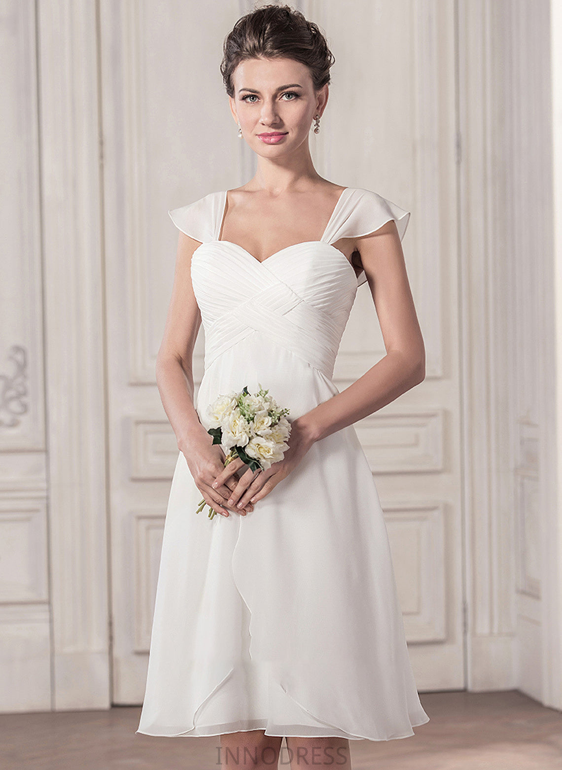 Ruffle Dress Sweetheart Marisa Chiffon Knee-Length Wedding A-Line Wedding Dresses With