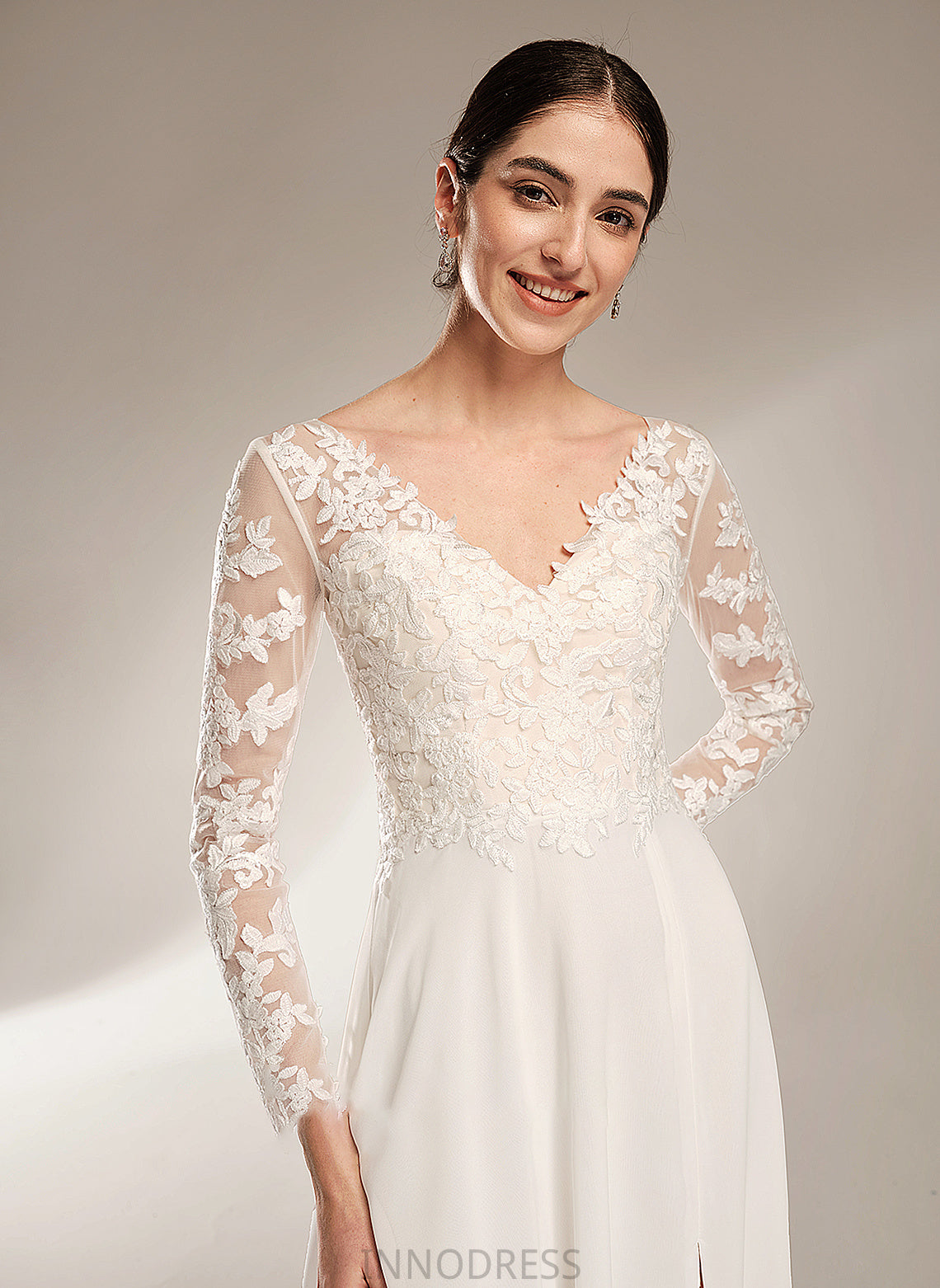 Front With Wedding Dresses Fernanda V-neck A-Line Dress Wedding Split Floor-Length