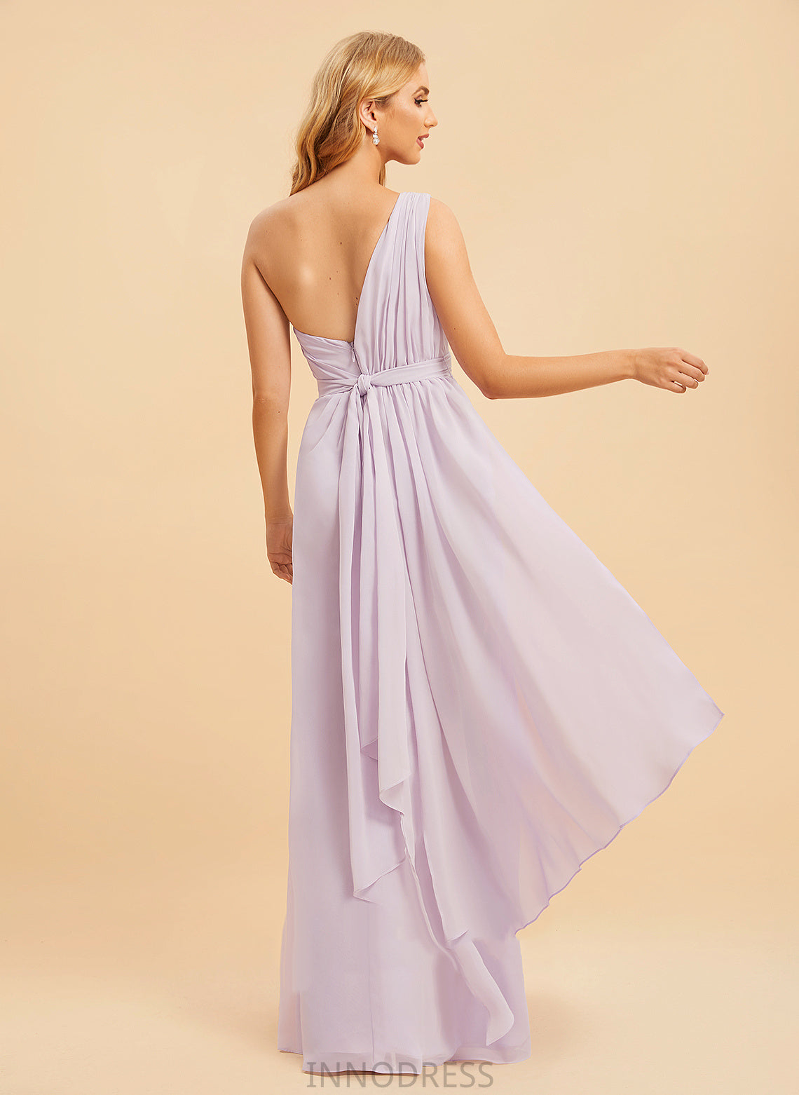 Neckline One-Shoulder Floor-Length Ruffle SplitFront Length Fabric Silhouette A-Line Embellishment Danica Straps Bridesmaid Dresses