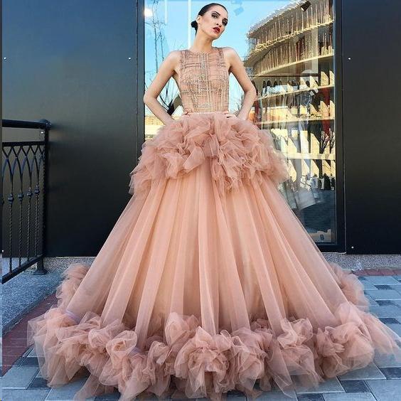 Chic Charming Zipper Back Long Ball Gown Princess Prom Dresses Evening Dresses