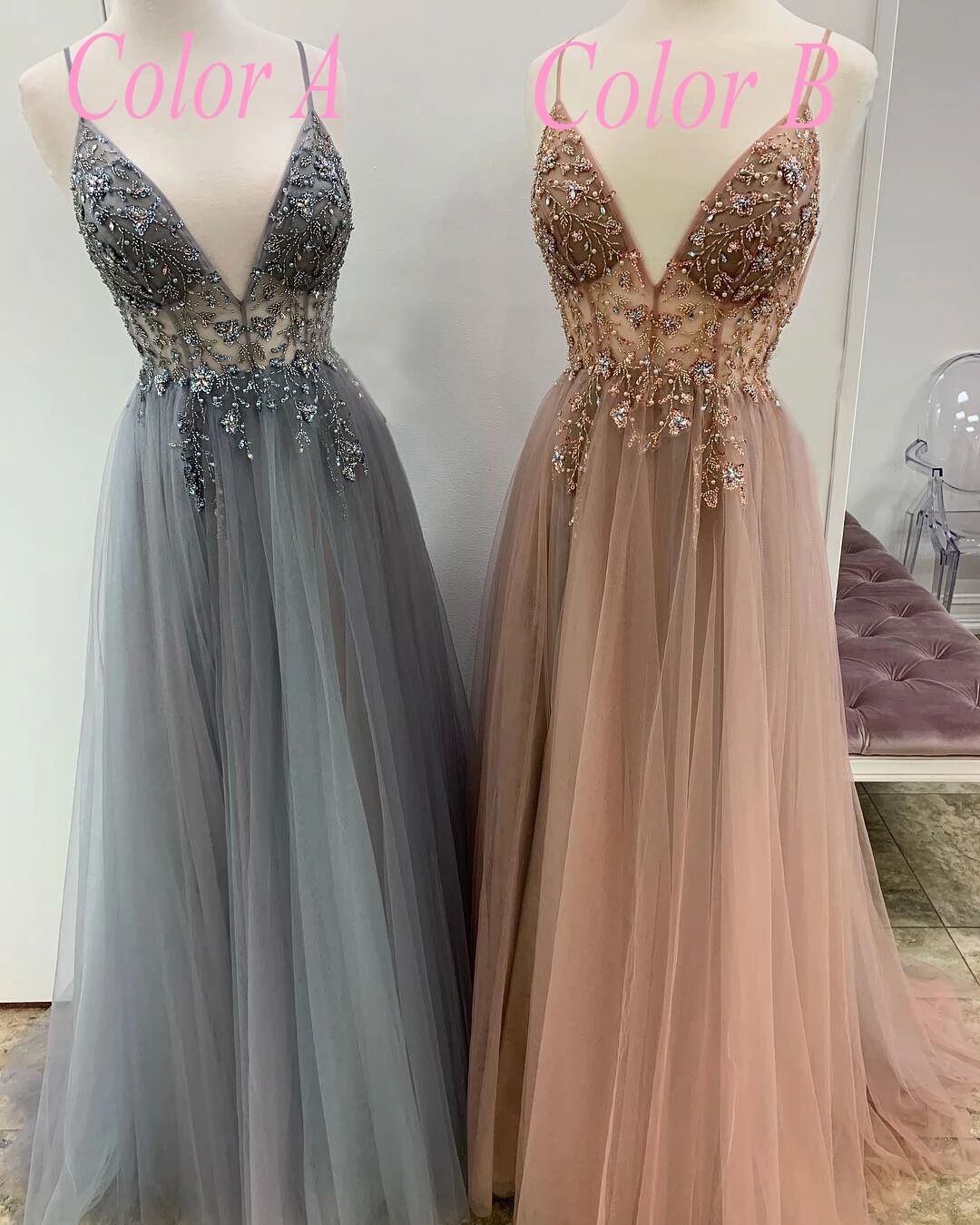 Chic Spaghetti Straps Long A-line Hot Selling Pretty Prom Dresses For Women