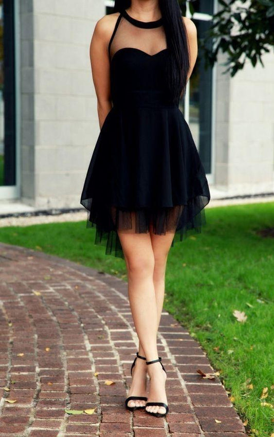 Black Hanna Homecoming Dresses Tulle Gowns Party Dress 1030