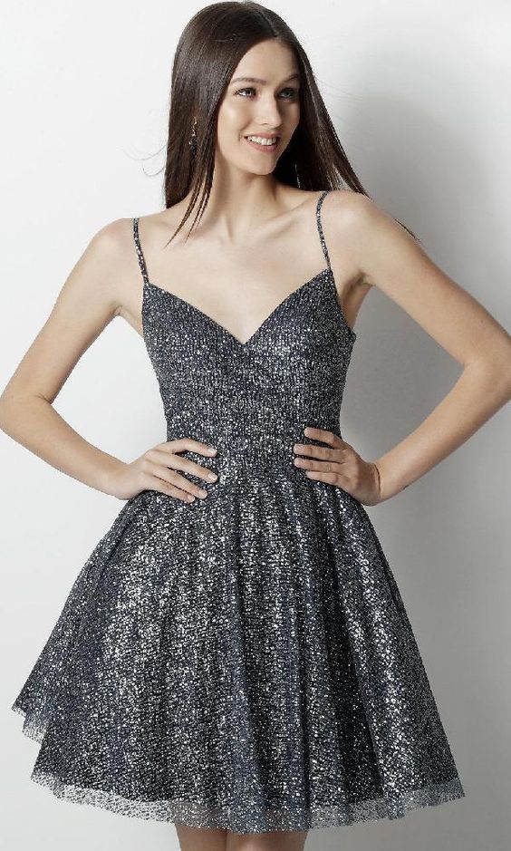 Alana Homecoming Dresses V-Neck Glittering V-Neck With An Open Back 1031