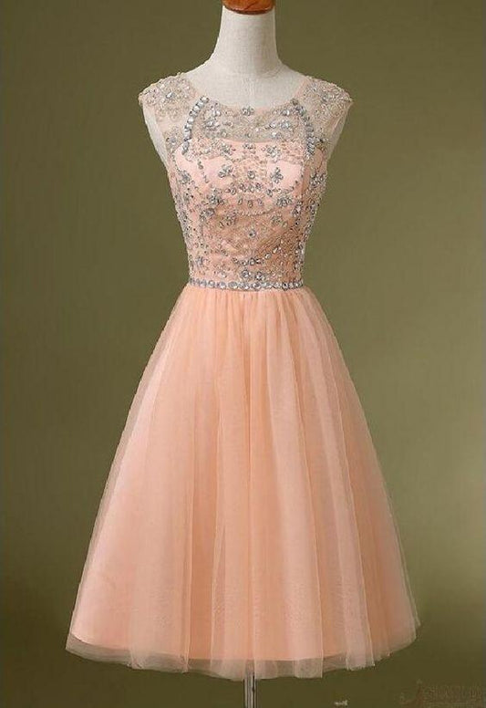 Peach Beaded See Homecoming Dresses Tiara Through 10355